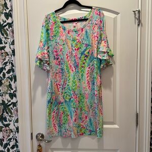 Nwot Lilly Pulitzer catch the wave lula ruffle sleeve dress XL